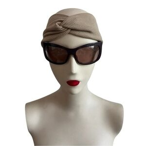 Womens Extra Wide Tan Headband Turban Knotted Bandana Boho Hair Accessory NWOT